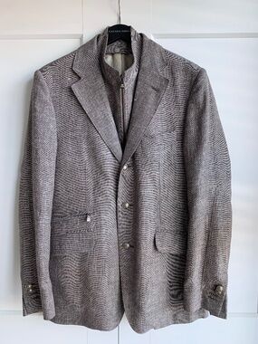 Corneliani Removable-Bib Silk-Wool Sport Jacket Men's Size EU 48 US 38